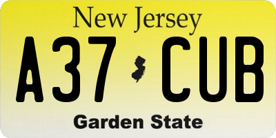 NJ license plate A37CUB
