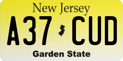 NJ license plate A37CUD