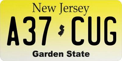 NJ license plate A37CUG