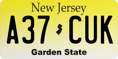 NJ license plate A37CUK