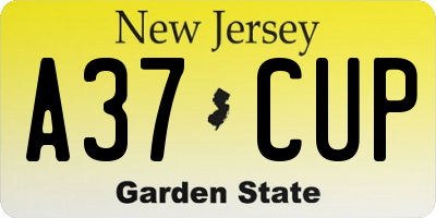NJ license plate A37CUP