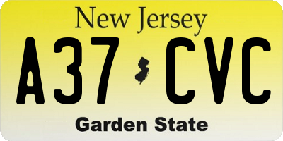 NJ license plate A37CVC