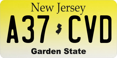 NJ license plate A37CVD