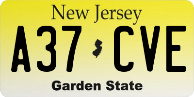 NJ license plate A37CVE