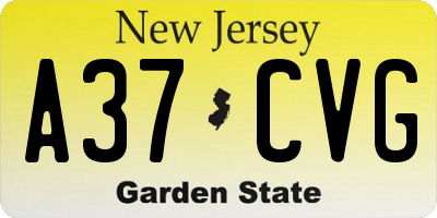 NJ license plate A37CVG