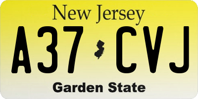 NJ license plate A37CVJ
