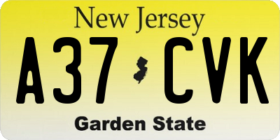 NJ license plate A37CVK