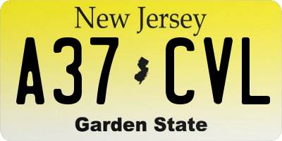 NJ license plate A37CVL