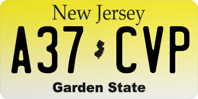 NJ license plate A37CVP