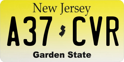 NJ license plate A37CVR
