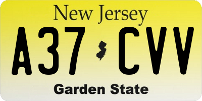 NJ license plate A37CVV