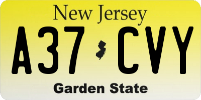 NJ license plate A37CVY
