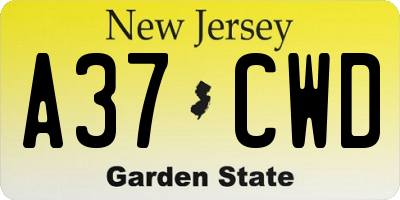 NJ license plate A37CWD