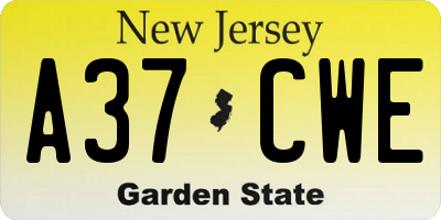 NJ license plate A37CWE