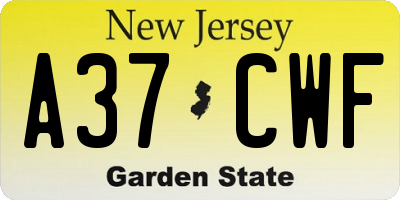 NJ license plate A37CWF