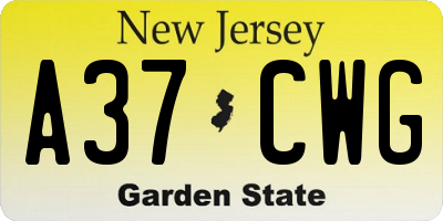 NJ license plate A37CWG