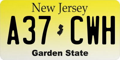NJ license plate A37CWH