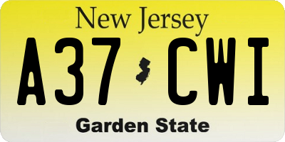 NJ license plate A37CWI