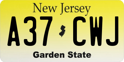 NJ license plate A37CWJ