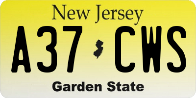 NJ license plate A37CWS
