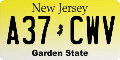 NJ license plate A37CWV