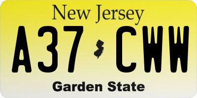 NJ license plate A37CWW