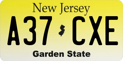 NJ license plate A37CXE