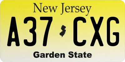 NJ license plate A37CXG