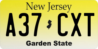 NJ license plate A37CXT