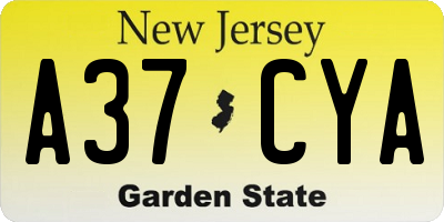 NJ license plate A37CYA