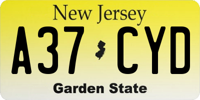 NJ license plate A37CYD