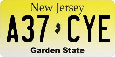 NJ license plate A37CYE