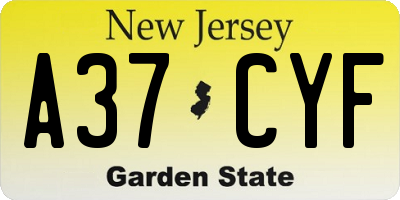 NJ license plate A37CYF