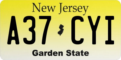 NJ license plate A37CYI