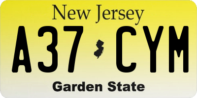 NJ license plate A37CYM