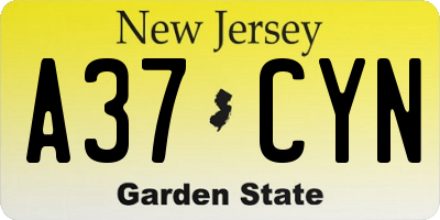 NJ license plate A37CYN