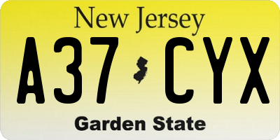 NJ license plate A37CYX