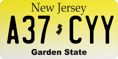 NJ license plate A37CYY