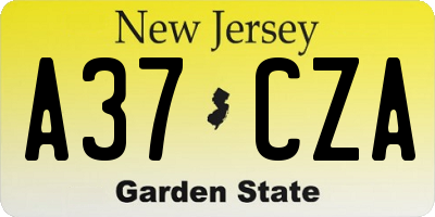 NJ license plate A37CZA