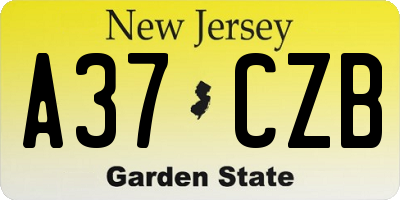 NJ license plate A37CZB