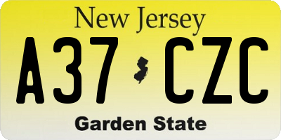 NJ license plate A37CZC