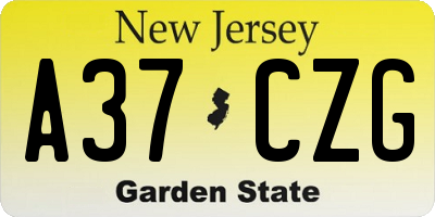 NJ license plate A37CZG