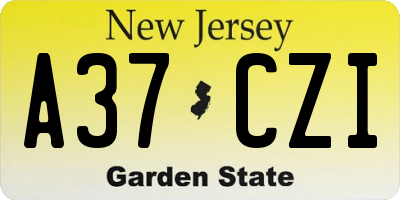 NJ license plate A37CZI