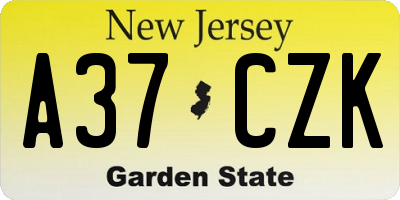 NJ license plate A37CZK