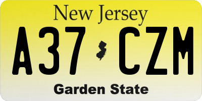 NJ license plate A37CZM