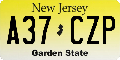 NJ license plate A37CZP