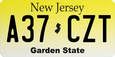 NJ license plate A37CZT