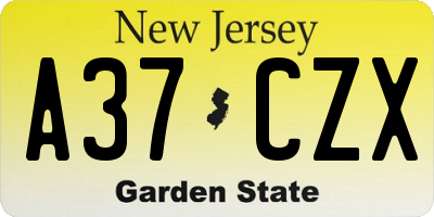 NJ license plate A37CZX