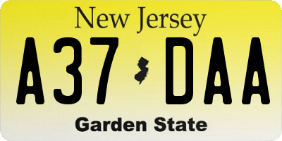 NJ license plate A37DAA