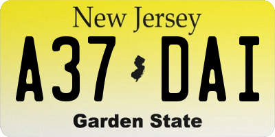 NJ license plate A37DAI